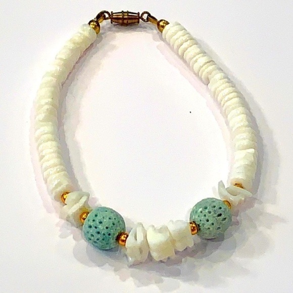 Natural stone sponge bead boho beach bracelet - Picture 1 of 7